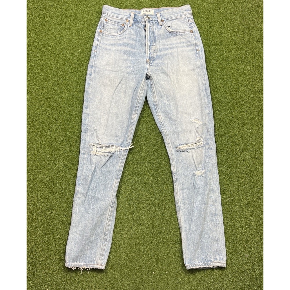 Agolde Jamie Jeans Light Wash Distressed Size 25 Button Fly